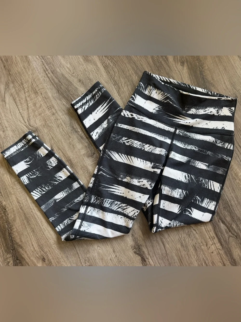 Lululemon Black & White Striped Leggings